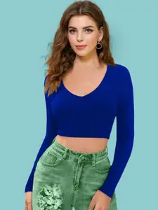 Dream Beauty Fashion Women Long Sleeves Crop Fitted Top
