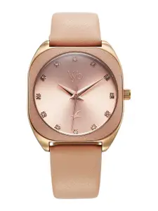 Fastrack Women Embellished Dial & Leather Straps Analogue Watch FV60057WL01