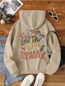 SXV STYLE Women Typography Printed Hooded Pullover Sweatshirt