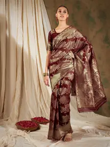 DEVATITHI Maroon Banarasi Silk Saree
