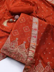 Meena Bazaar Bandhani Woven Design Sequinned Unstitched Dress Material