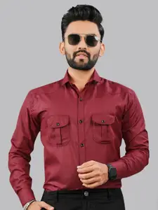 IKON FASHION Men Original Fit Spread Collar Solid Cotton Casual Shirt