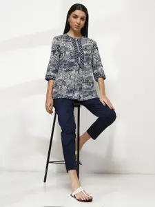 Rangriti Women Printed Round Neck Cotton Kurti