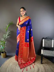 HEER FASHION Woven Design Zari Silk Blend Banarasi Saree