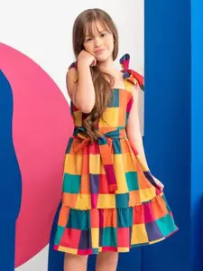 BAESD Girls Colourblocked Fit & Flare Dress