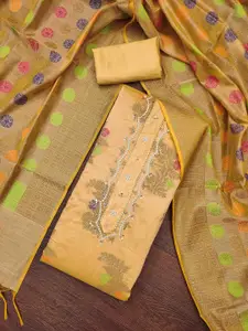 KIMISHA Floral Woven Design Beads And Stones Unstitched Dress Material