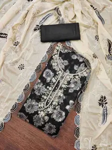 KIMISHA Floral Embellished Beads And Stones Unstitched Dress Material