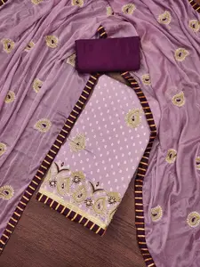 KIMISHA Floral Embroidered Beads And Stones Unstitched Dress Material