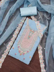 KIMISHA Floral Embroidered Zari Unstitched Dress Material