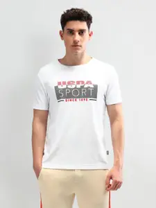 U.S. Polo Assn. Men Typography Printed Round Neck Slim Fit T-shirt
