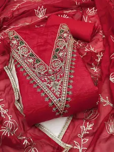 KIMISHA Floral Embroidered Sequinned Unstitched Dress Material