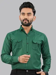 IKON FASHION Men Original Fit Spread Collar Solid Cotton Casual Shirt