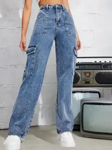 DressBerry Women Comfort Wide Leg High-Rise Light Fade Stretchable Jeans