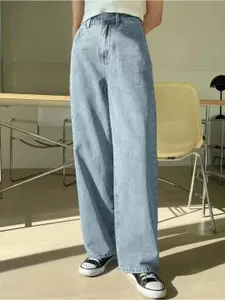 DressBerry Women Comfort Straight Fit High-Rise Light Fade Acid Wash Stretchable Jeans