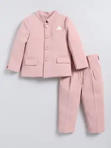 LITTLE COLLARS Boys Jodhpuri Bandhgala Two-Piece Suit Blazer With Trouser