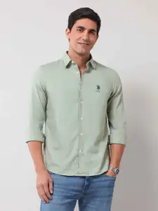 U.S. Polo Assn. Denim Co. Men Classic Fit Spread Collar Solid Cotton Casual Shirt