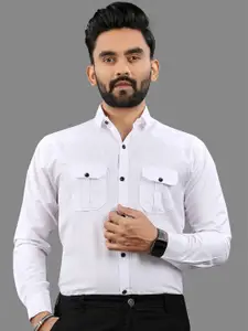 IKON FASHION Men Original Fit Spread Collar Solid Cotton Casual Shirt