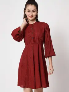 ANGOORI FASHION Women Checked Cotton Fit and Flare Above Knee Dress