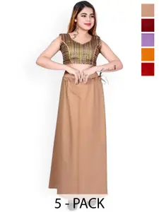 PR PINK ROYAL Pack Of 5 Pure Cotton Saree Shapewear