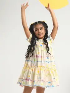Somersault Girls Floral Printed Pure Cotton A-Line Dress