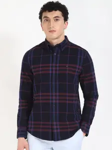 Tommy Hilfiger Men Button-Down Collar Tartan Checked Cotton Casual Shirt