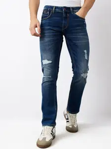 SPYKAR Men Low Distress Regular Fit Light Fade Stretchable Jeans