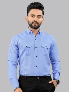 IKON FASHION Men Original Fit Spread Collar Solid Cotton Casual Shirt