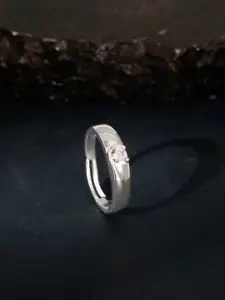 GIVA Men 925 Silver Rhodium-Plated Cubic Zirconia Studded Fibonacci Flow Finger Ring