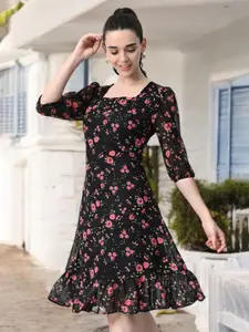 IUGA Floral Printed Fit & Flare Dress