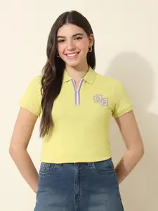 U.S. Polo Assn. Women Regular Fit Solid Polo Collar Cotton T-shirt