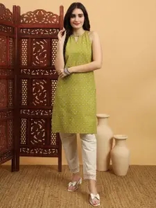 Anouk Rustic Women Geometric Printed Keyhole Neck Summer Sheers Kurta