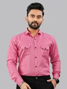 IKON FASHION Men Original Fit Spread Collar Solid Cotton Casual Shirt