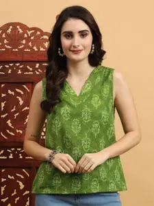 Anouk Rustic Women Ethnic Motifs Printed V-Neck Pure Cotton Short Kurti