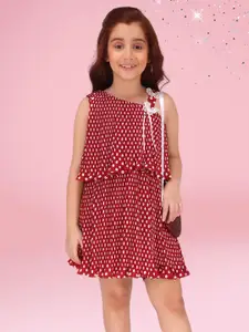 CUTECUMBER  Girls Polka Dot Printed Shift Dress
