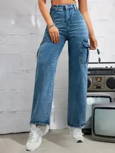 DressBerry Women Comfort Wide Leg High-Rise Light Fade Stretchable Jeans