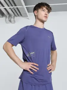 Puma Men Mesh Typography Printed Short Sleeve Running T-Shirt