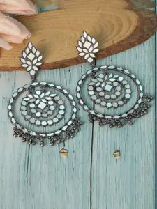 Anouk Silver-Plated Artificial Beaded  Circular Shaped Drop Earrings