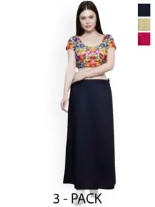 PR PINK ROYAL Women Pack Of 3 Pure Cotton Saree Shapewear