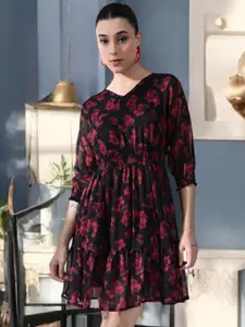 IUGA Women Floral Printed Smocked Fit & Flare Dress