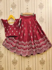 BAESD Girls Embroidered Sequinned Mukaish Ready to Wear Lehenga & Blouse