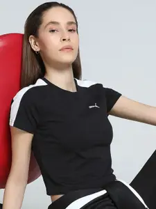 Puma Women T7 Solid Slim Fit Short Sleeve Crop T-Shirt