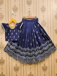 BAESD Girls Embroidered Sequinned Mukaish Ready to Wear Lehenga & Blouse