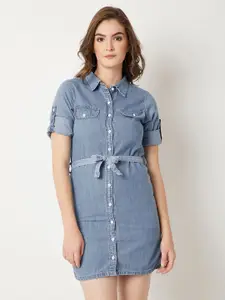 The Roadster Lifestyle Co
Denim Belted Mini Shirt Dress