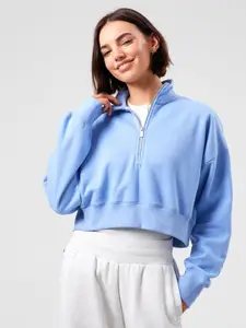Kotty Women Mock Collar Crop Sweatshirt