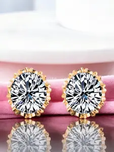 OOMPH Gold-Plated Cubic Zirconia Studded Contemporary Studs