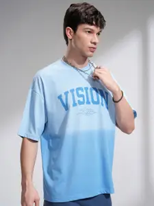 HIGHLANDER Men Typography Printed Round Neck Cotton Oversized T-shirt