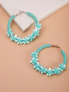 Priyaasi Gold-Plated Beaded Floral Hoop Earrings