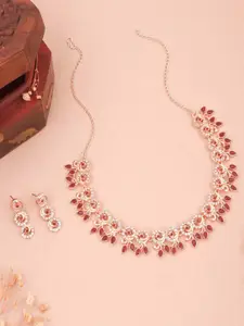 Lyriss Gold-Plated American Diamond Studded Necklace & Earrings