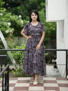 Anouk Women Floral Print Flutter Sleeve Blouson Dress