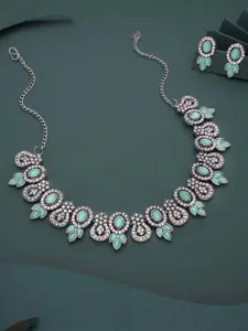 Lyriss Gold-Plated American Diamond Stone-Studded Necklace & Earrings